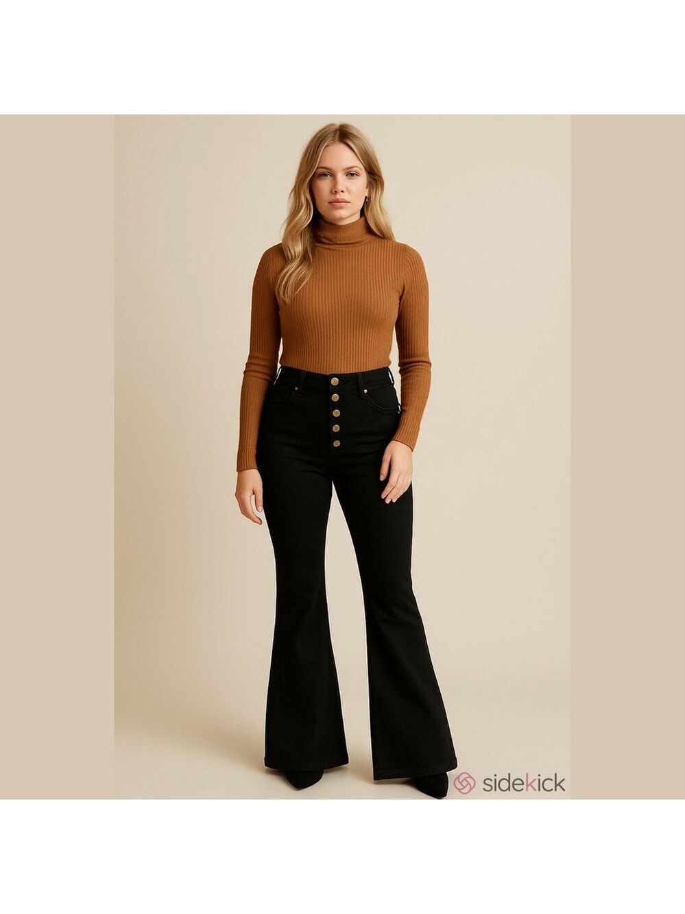 ModCloth Flare Button Up Jeans Size Large Black